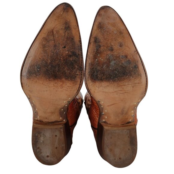 Custom Handmade Mens 11 Brown Unique cut Hornback Alligator Cowboy Western Boots - Picture 7 of 16